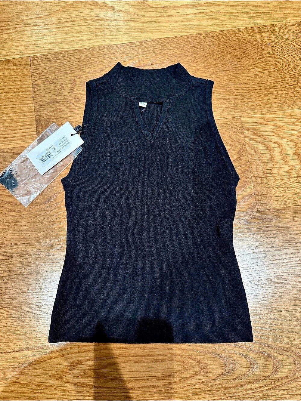 Milly V Cut-Out Tank V-Neck Ribbed Tank in Black Size 2/3 NWT